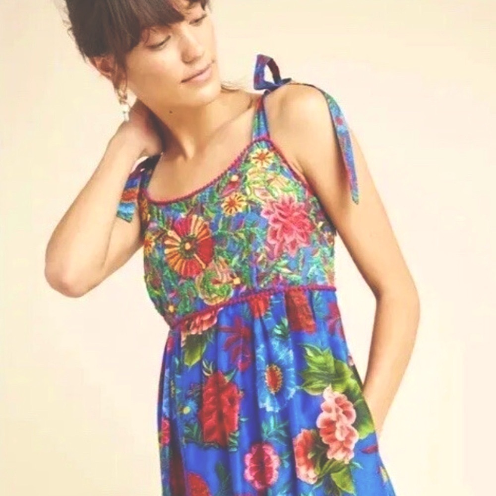 Anthropologie PAYAL JAIN Cirque Maxi Dress embroidered size 14 summer
